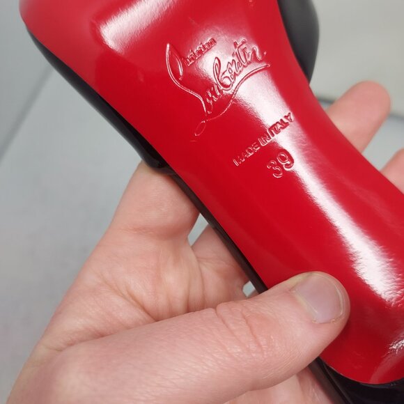 CHRISTIAN LOUBOUTIN Me Dolly Patent Leather Black Heel Sandal - Picture 4 of 11